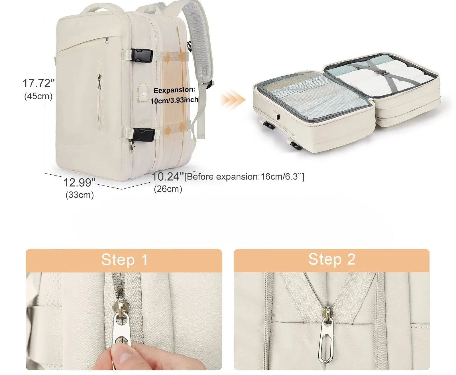 MOCHILA LIKROS - DE VIAGEM, UNISSEX, EXPANSÍVEL, PORTÁTIL, C/ PORTA USB. GRANDE, IPERMEÁVEL, 40L