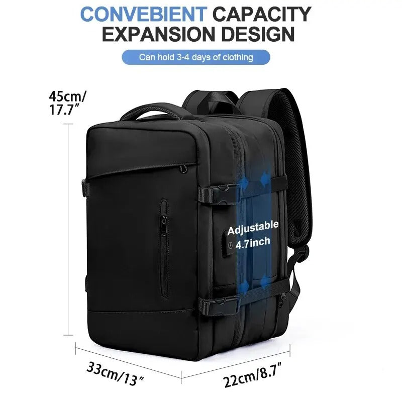 MOCHILA LIKROS - DE VIAGEM, UNISSEX, EXPANSÍVEL, PORTÁTIL, C/ PORTA USB. GRANDE, IPERMEÁVEL, 40L