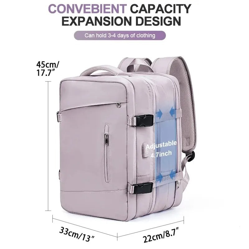 MOCHILA LIKROS - DE VIAGEM, UNISSEX, EXPANSÍVEL, PORTÁTIL, C/ PORTA USB. GRANDE, IPERMEÁVEL, 40L